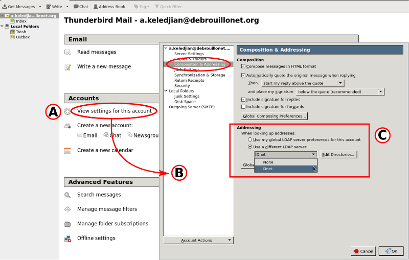 Activation de l'autocompletion dans Thunderbird