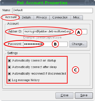 Configuration PSI - Fenetre 2