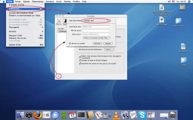 Configuration iChat - Etape 1 Configuration iChat - Etape 1