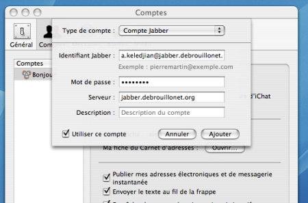 Configuration iChat - Etape 2 Configuration iChat - Etape 2